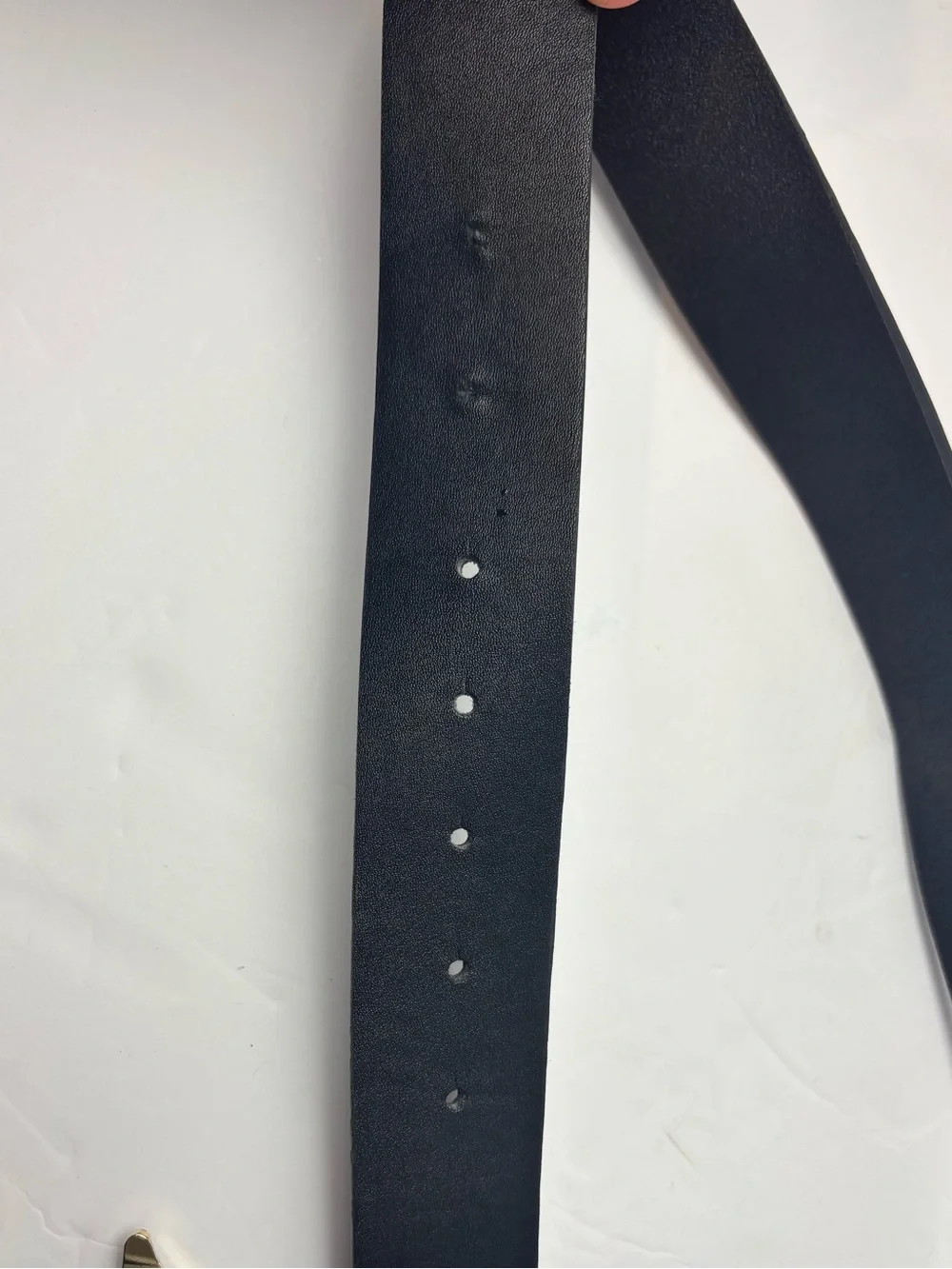 True Religion Black Leather Belt with Gold-Trim Signature Buckle